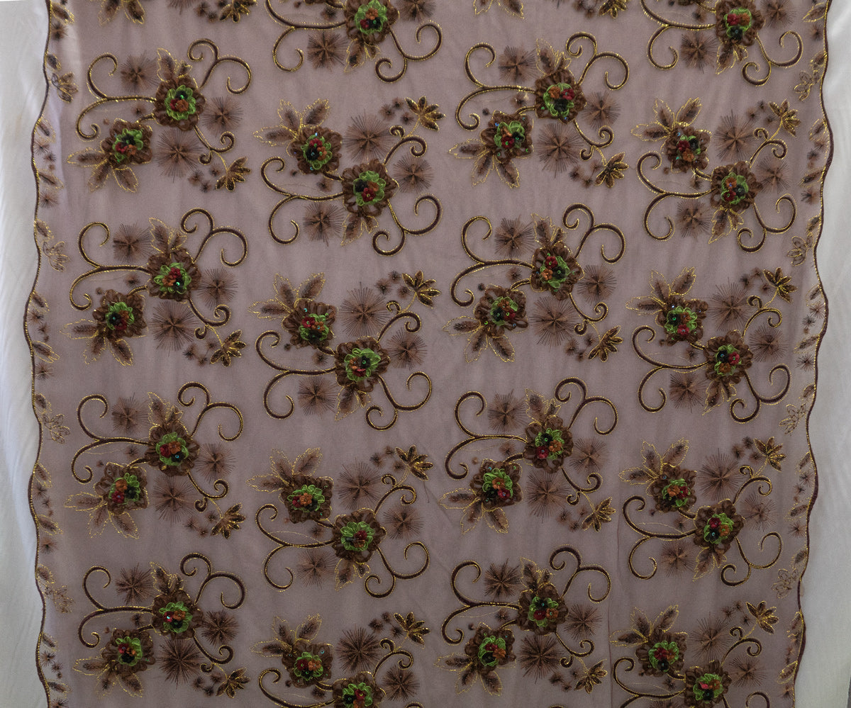 4 Colors, Embroidered Lace with 3D Flowers # SG 1905