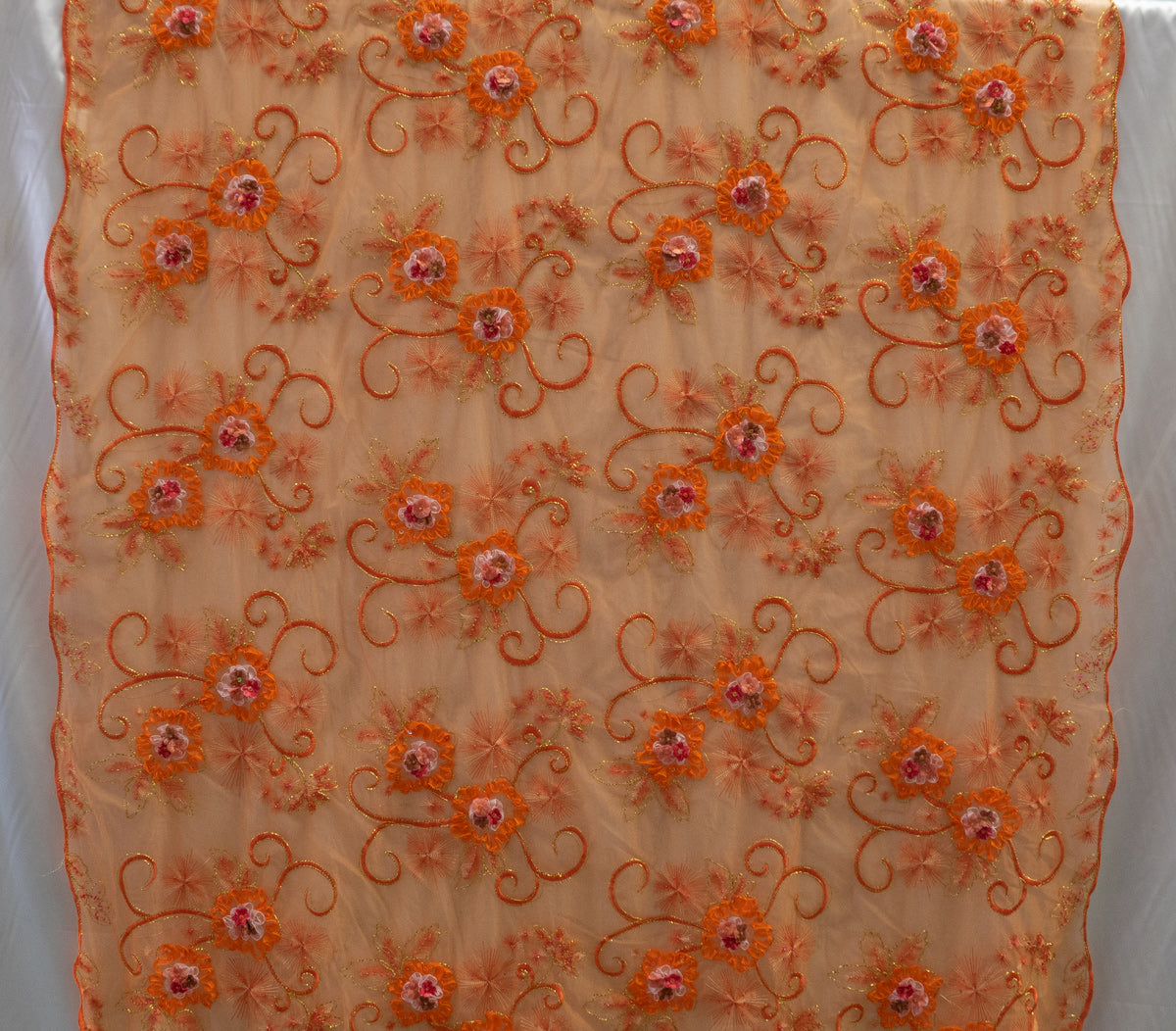 4 Colors, Embroidered Lace with 3D Flowers # SG 1905