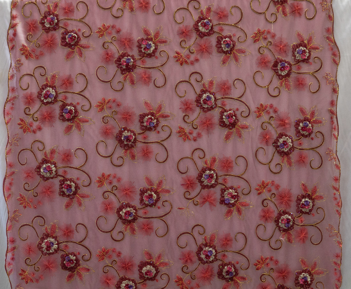 4 Colors, Embroidered Lace with 3D Flowers # SG 1905