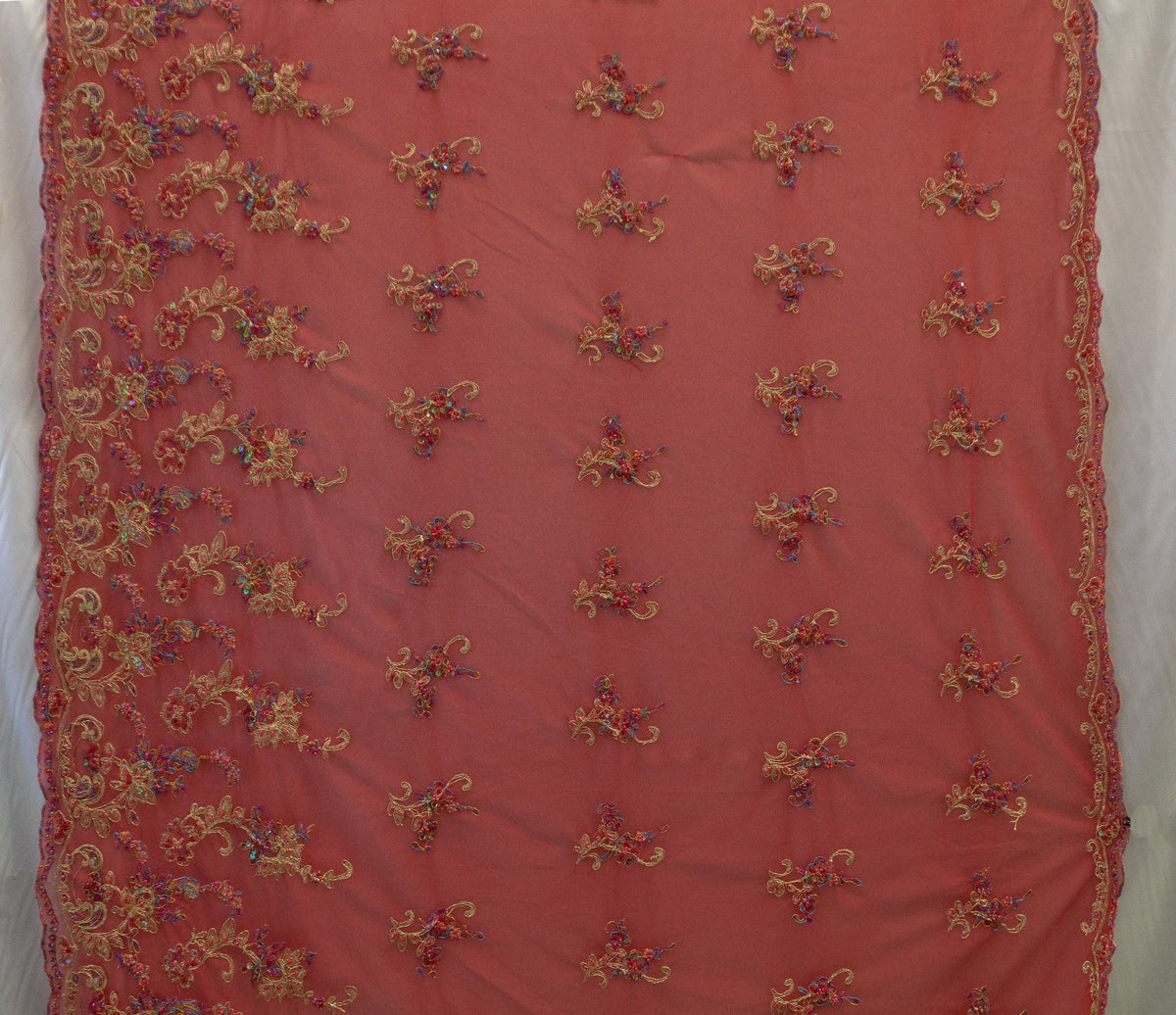Universe Lace Fabric Bridal Veil Corded Flowers # SG 3218