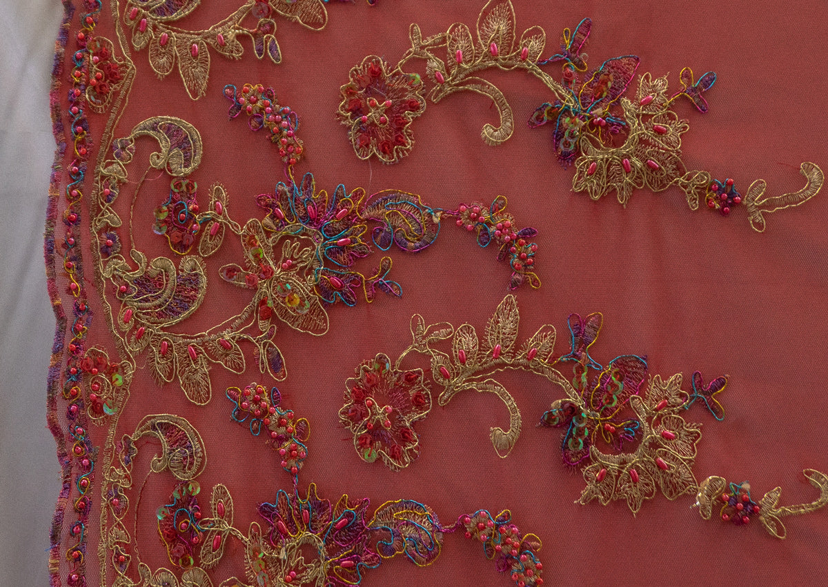 Universe Lace Fabric Bridal Veil Corded Flowers # SG 3218