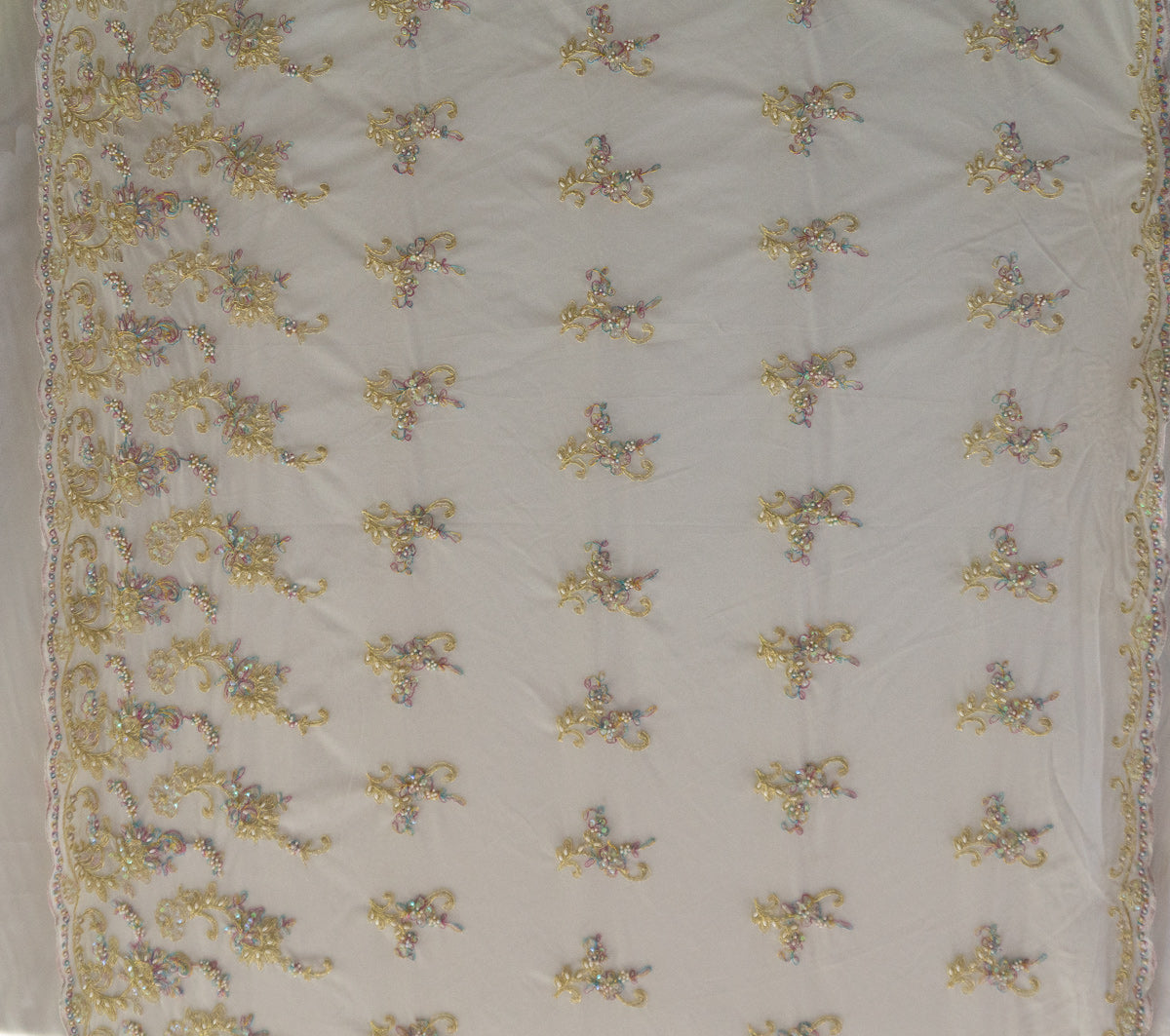 Universe Lace Fabric Bridal Veil Corded Flowers # SG 3218