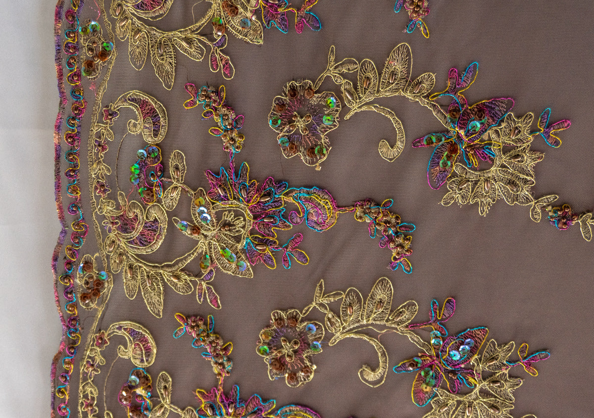 Universe Lace Fabric Bridal Veil Corded Flowers # SG 3218