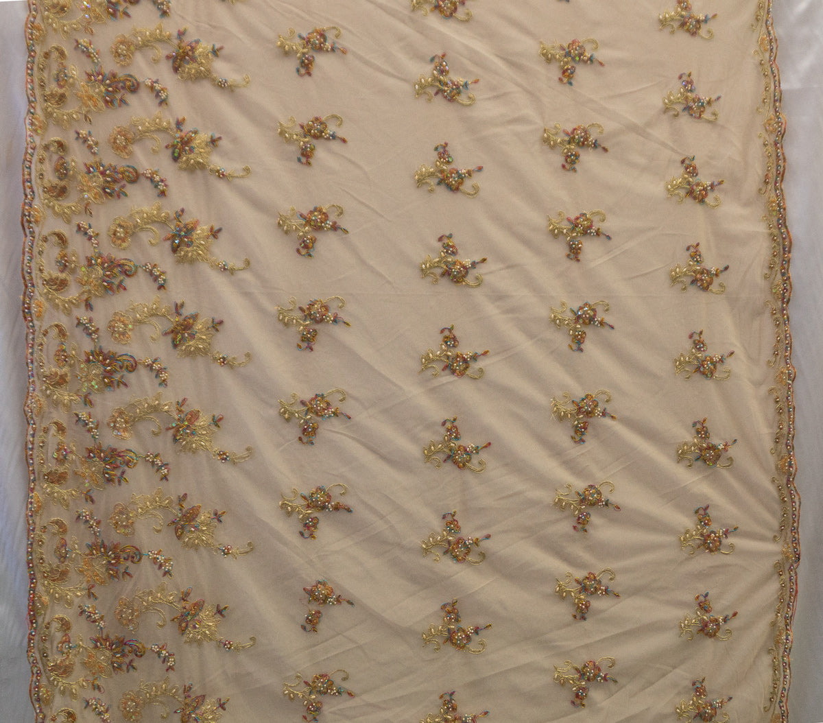 Universe Lace Fabric Bridal Veil Corded Flowers # SG 3218