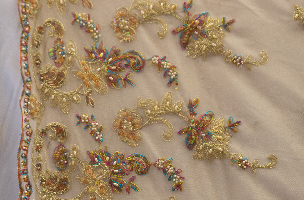 Universe Lace Fabric Bridal Veil Corded Flowers # SG 3218