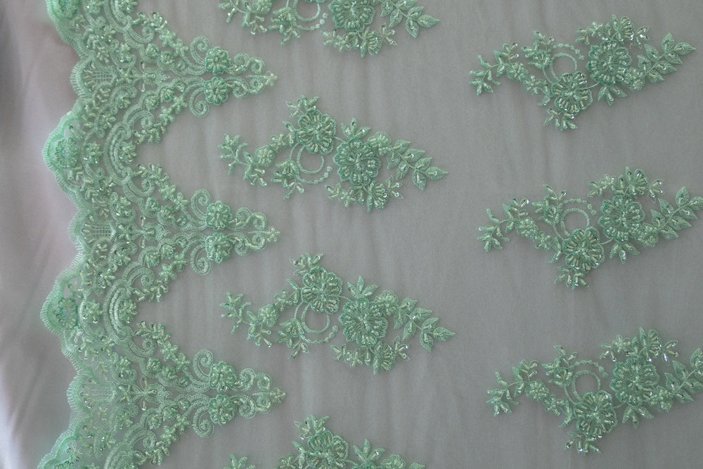 17 Colors, Embroidered Lace With Beads And Sequins # HT 1027
