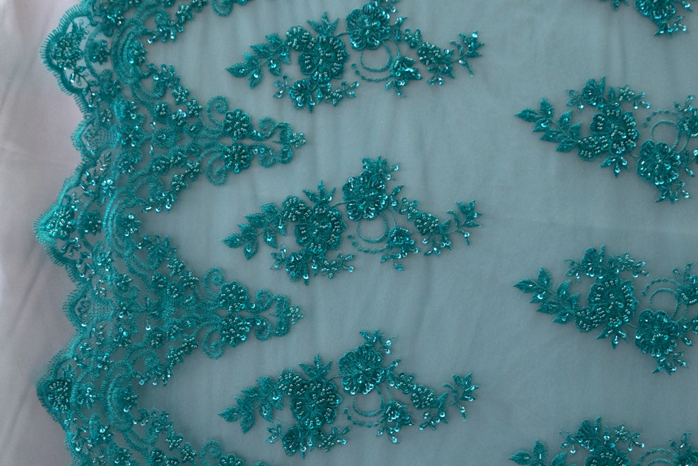 17 Colors, Embroidered Lace With Beads And Sequins # HT 1027