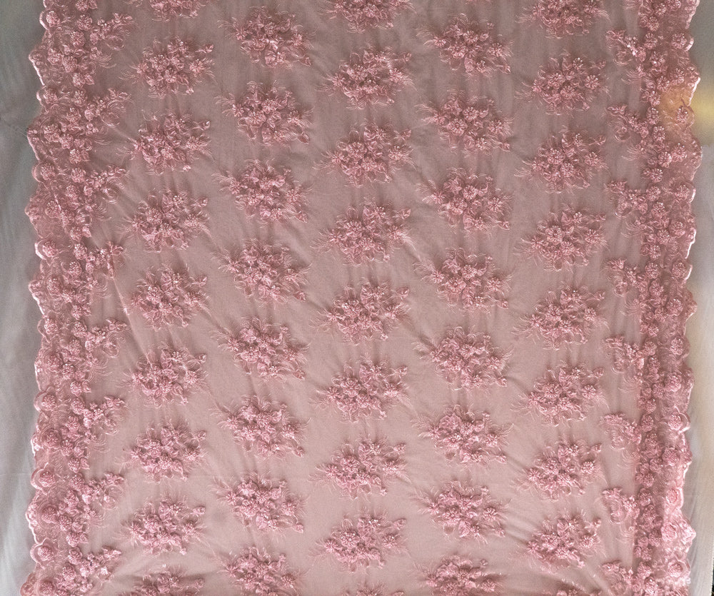 13 Colors, Black Hand Beaded and Embroidered Floral lace # 16EMB101BE