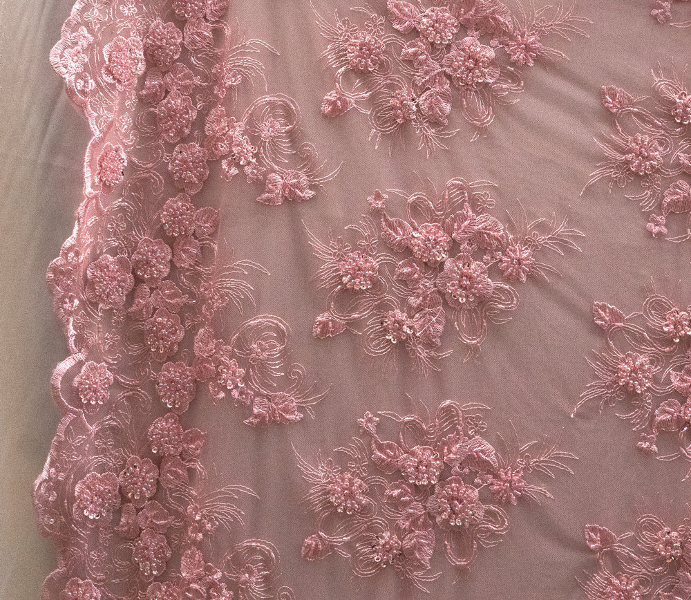 13 Colors, Black Hand Beaded and Embroidered Floral lace # 16EMB101BE