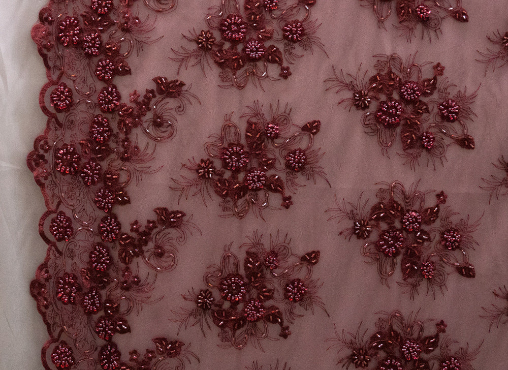 13 Colors, Black Hand Beaded and Embroidered Floral lace # 16EMB101BE