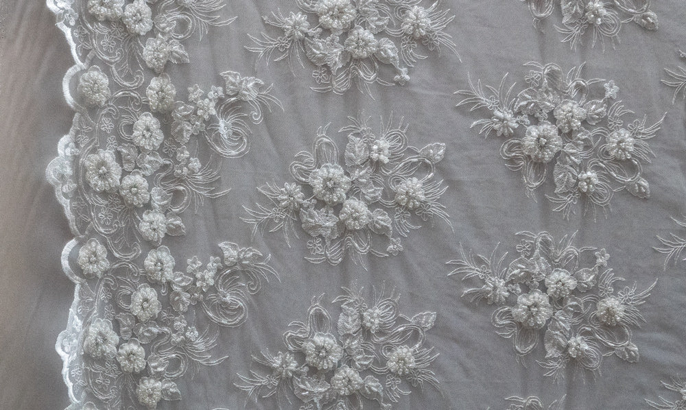 13 Colors, Black Hand Beaded and Embroidered Floral lace # 16EMB101BE