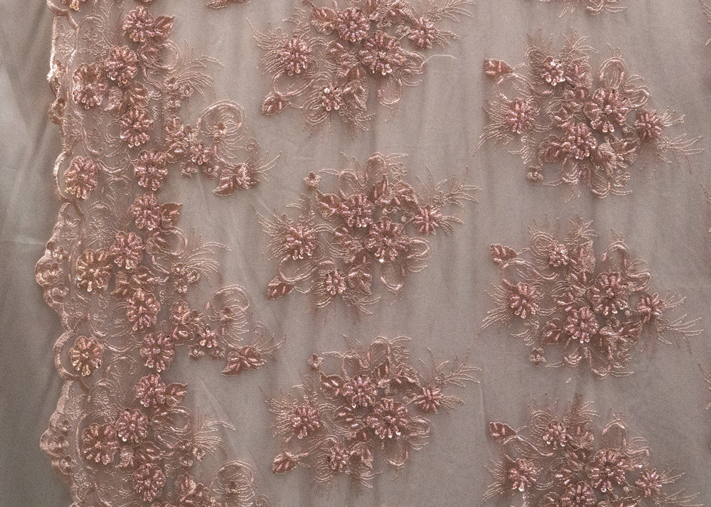 13 Colors, Black Hand Beaded and Embroidered Floral lace # 16EMB101BE