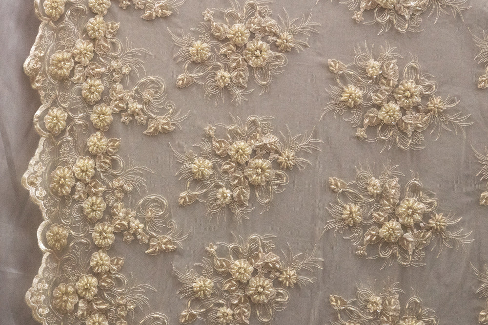 13 Colors, Black Hand Beaded and Embroidered Floral lace # 16EMB101BE