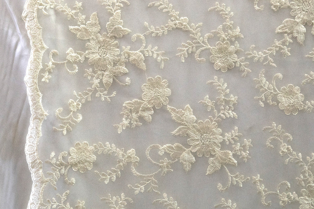 3 Colors, Universe Lace Fabric Bridal Veil Corded Flowers # 19EMB023