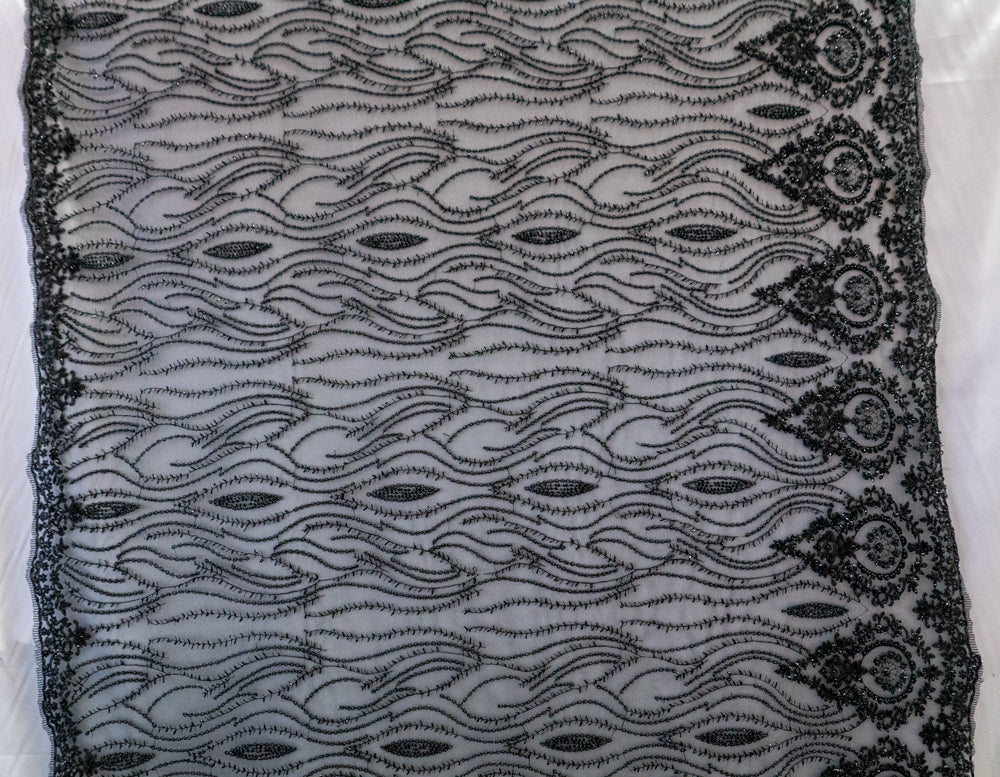 Embroidered Lace With Beads # YET 12222