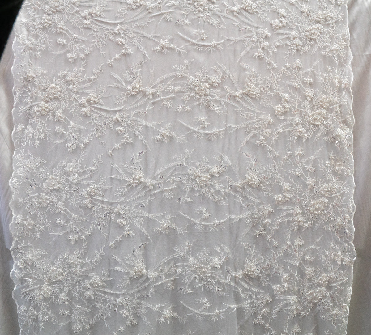 Embroidery Sequins With Beaded Fabric Mesh Lace # BTH 027