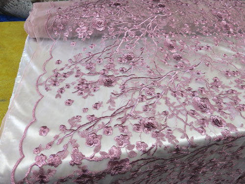 4 Colors, Black Embroidered Lace with 3D Lurex Flowers # SP17-113-D- 2