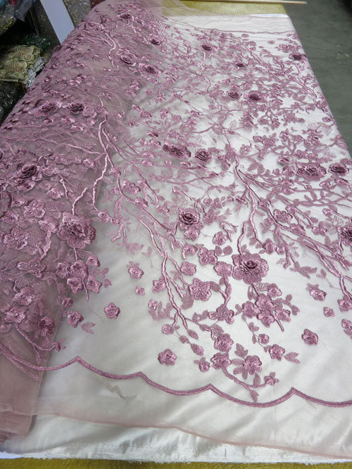 4 Colors, Black Embroidered Lace with 3D Lurex Flowers # SP17-113-D- 2