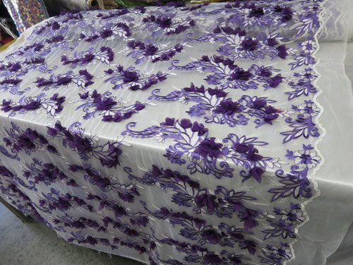 2 Colors, Black/White Embroidered lace with 3D Chiffon Flower SP17-050-D- 1