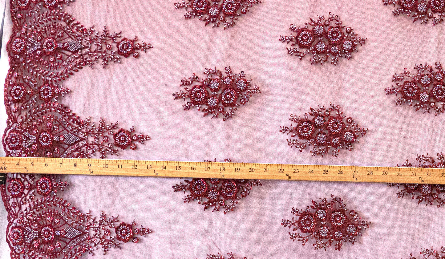 10 Colors, Heavy Hand Beaded Embroidered Flowers UNAN 2202.