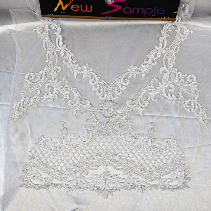 White Bridal Beaded Lace 2 piece Set Front and Back # VFC-230B