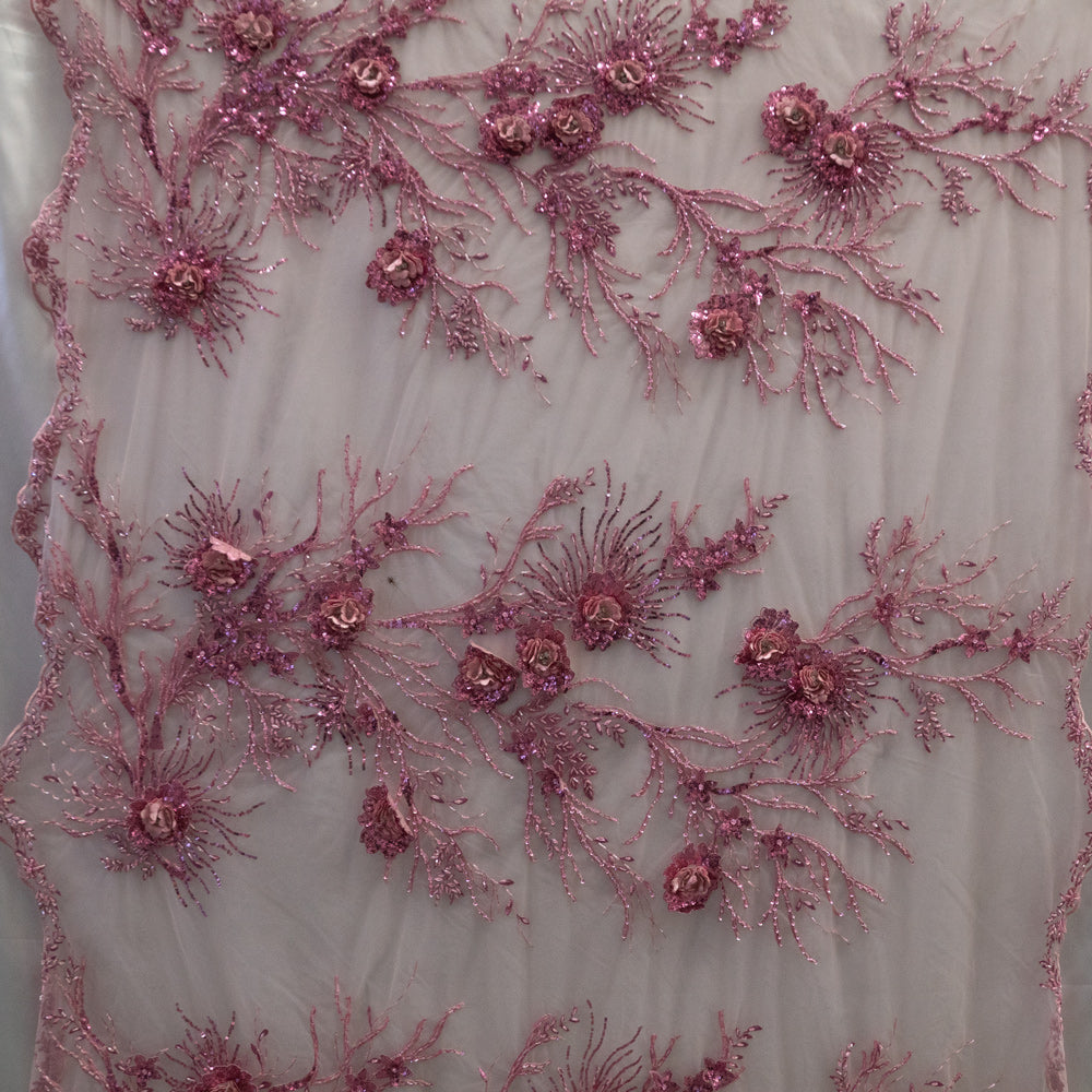 3 Colors, Embroidered Lace with 3D Lurex Flowers # T 171
