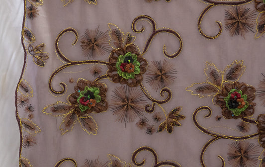 4 Colors, Embroidered Lace with 3D  Flowers # SG 1905