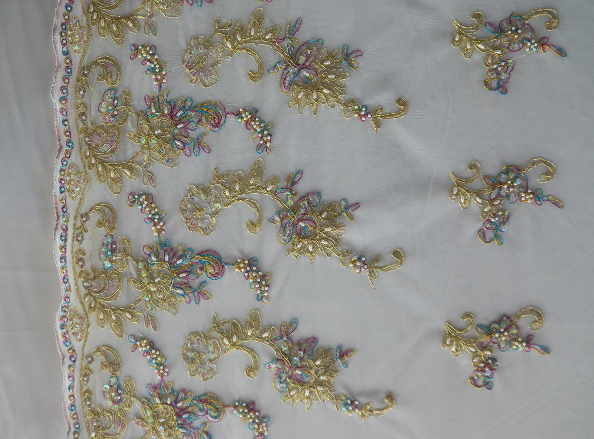 Universe Lace  Fabric Bridal Veil Corded Flowers # SG 3218