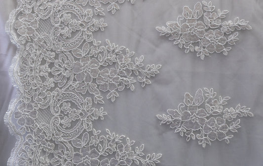 Universe Lace  Fabric Bridal Veil Corded Flowers # EMBB852-1