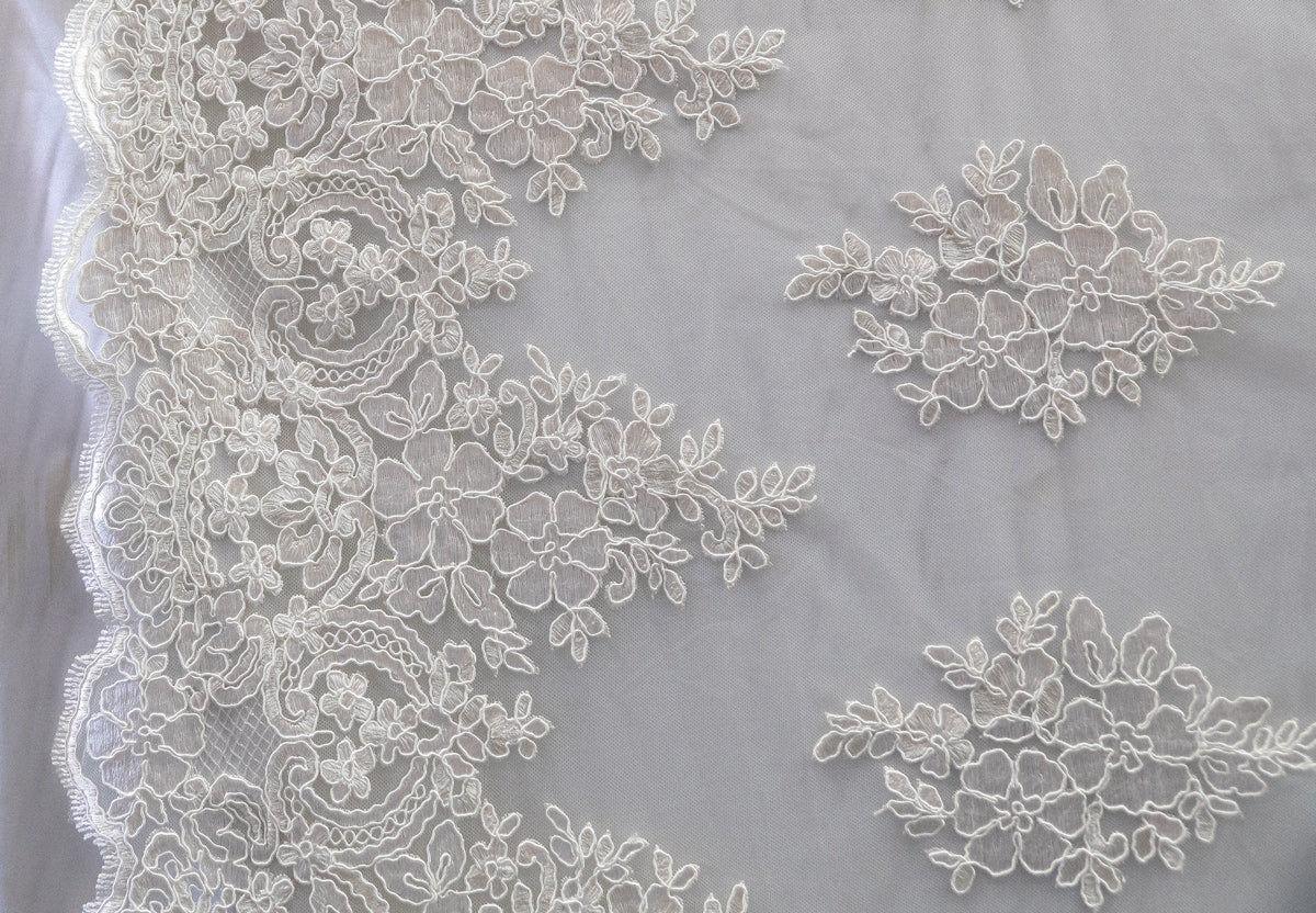 Universe Lace  Fabric Bridal Veil Corded Flowers # EMBB852-1