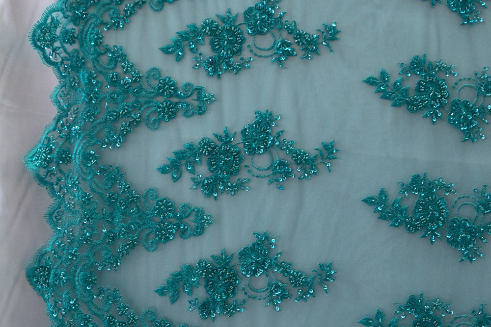 17 Colors, Embroidered Lace With Beads And Sequins  # HT 1027