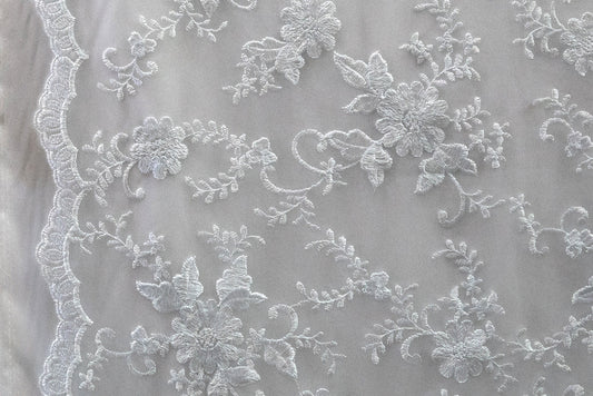 3 Colors, Universe Lace  Fabric Bridal Veil Corded Flowers # 19EMB023