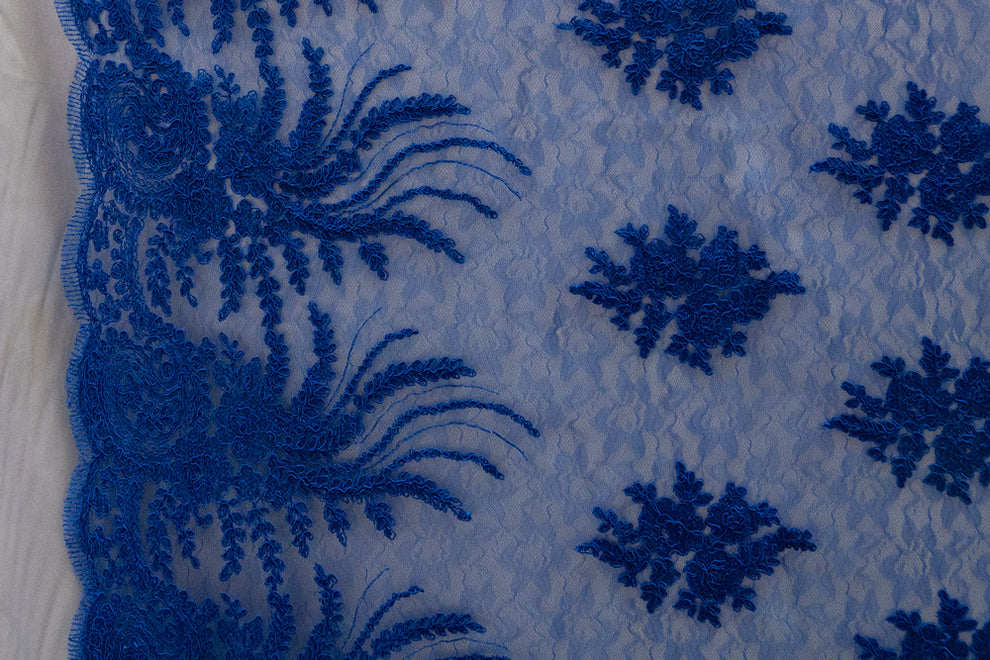 Universe Lace Fabric Bridal Veil Corded Flowers 91778 FABRIC